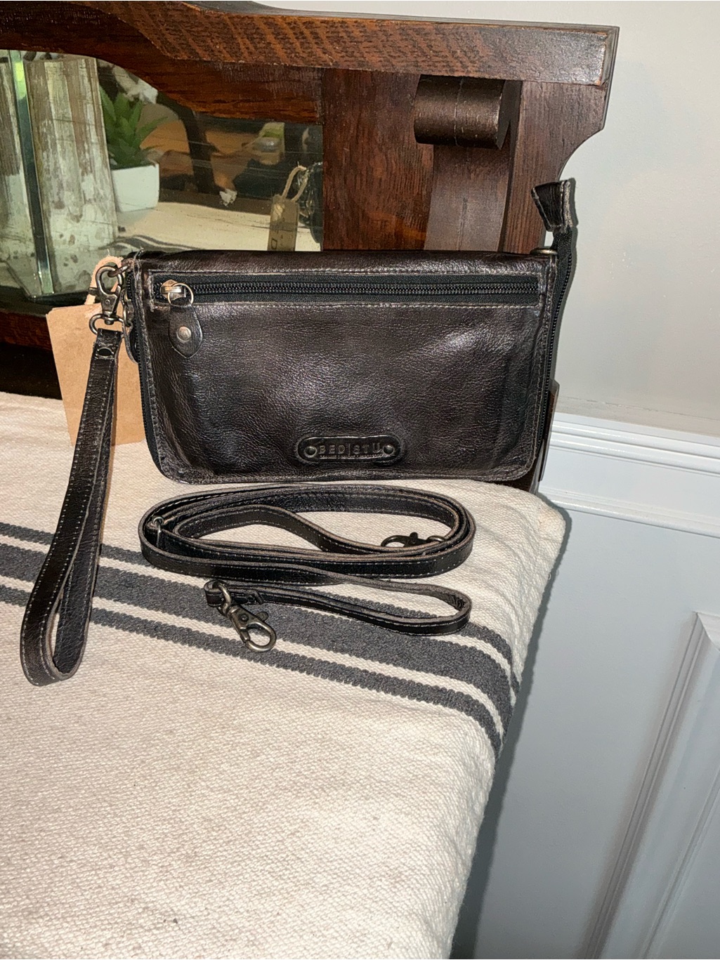 Nwt Bed Stu Templeton Black Indie Red Rustic Crossbody Bag Wristlet Wallet 189 — image 2 of 8
